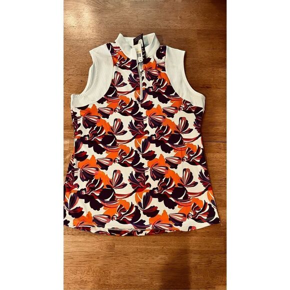 PGA Tour Conversational Parrot Printed Blocked Zip Polo Shirt Top SIZE M NEW - Picture 3 of 10